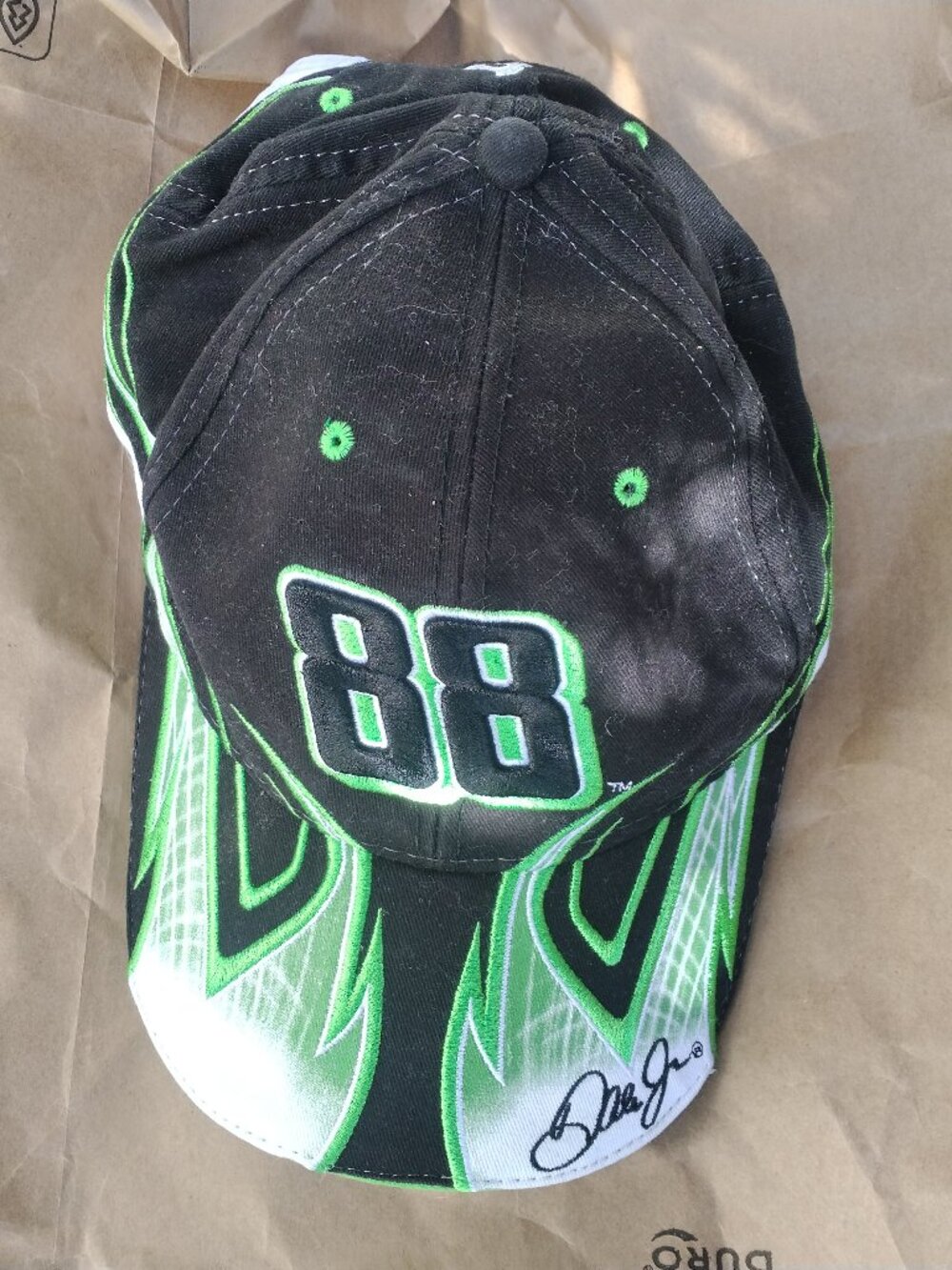 Nascar Dale Earnhardt Jr Car 88 Green and Black Baseball Cap. Chase Authentics.